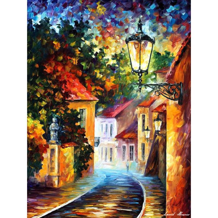 alley by the lake, alley by the lake Leonid Afremov, Leonid Afremov alley by the lake
